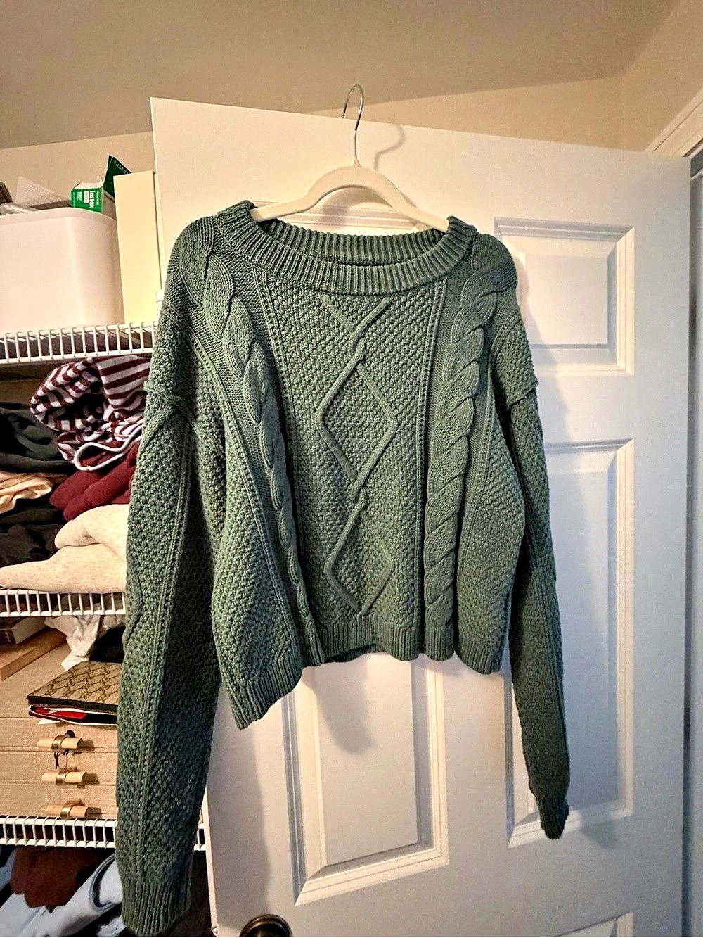 Quince Cropped Cable Crew Sweater Cable Knit Crewneck